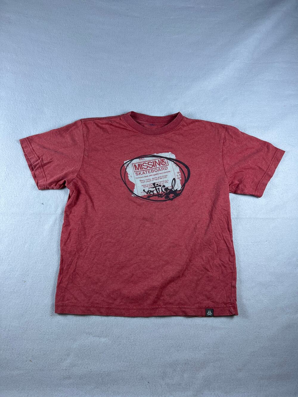 Vertical Skateboard Shirt Youth Large Y2k Skate Red JNCO Script Graphic Tee